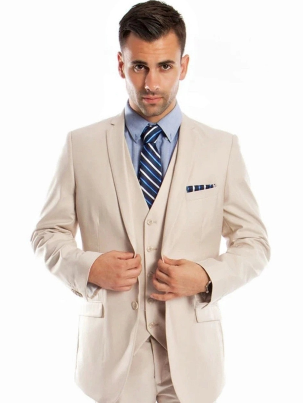 Men's Tan Three-Piece Suit - Brand New- 56L big and tall